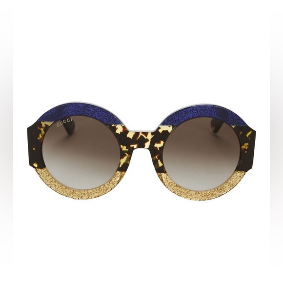 Gucci Accessories - Gucci Glitter Tortoise Stripe Round Sunglasses